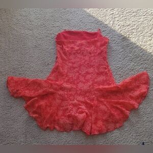 Floral Red Pink Strapless Dress Forever21 XS